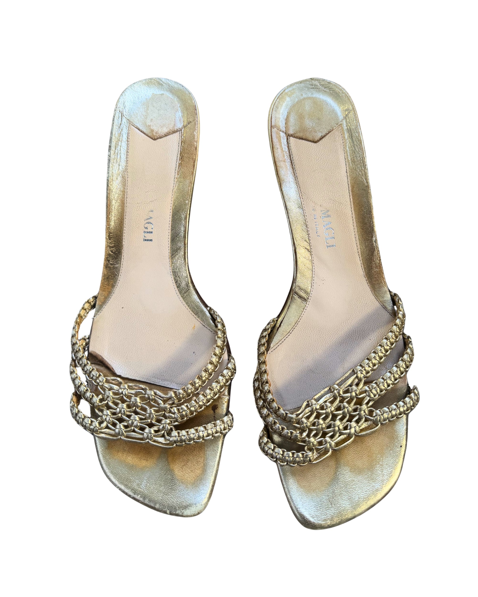 Leather Braided Gold Heels (9)