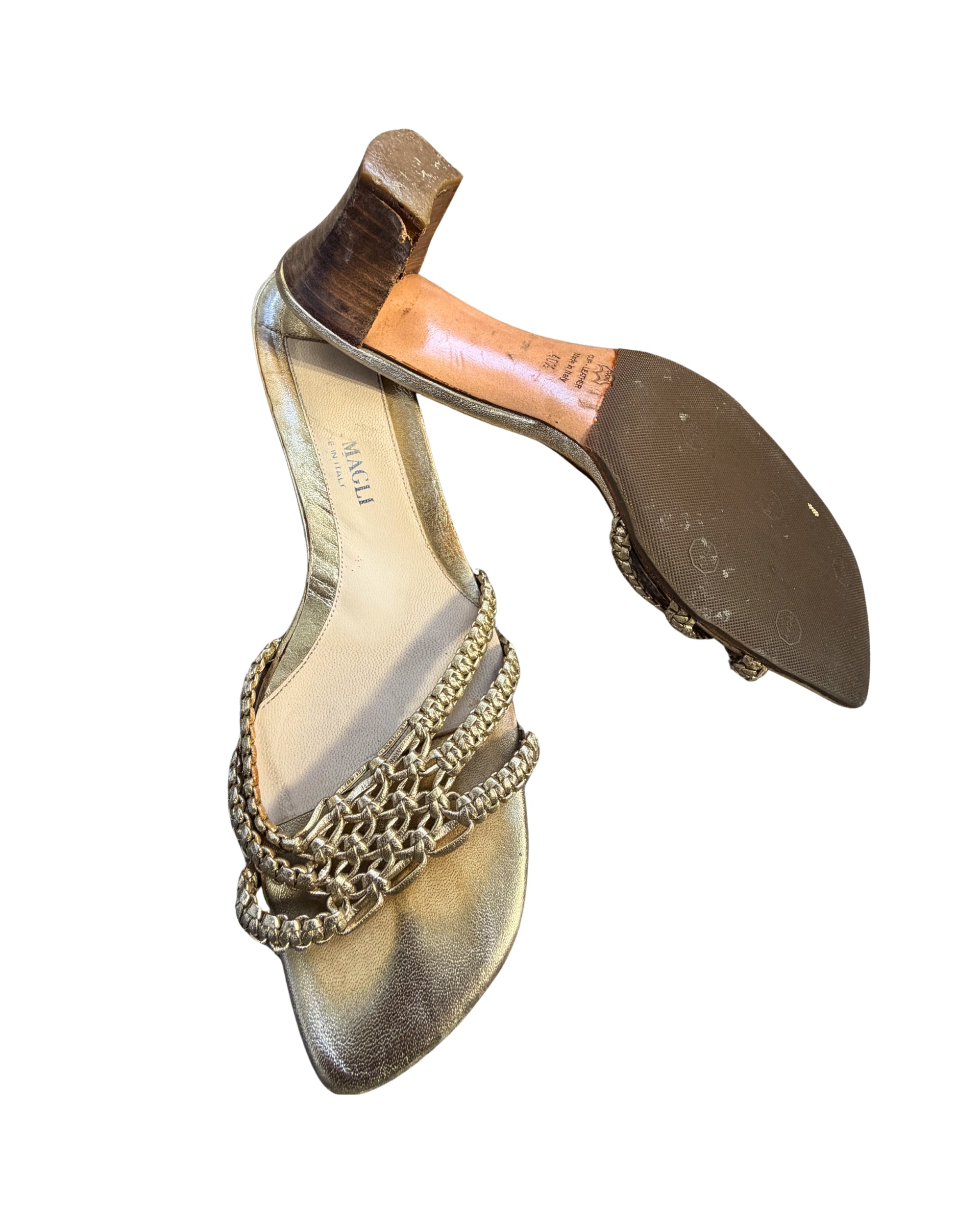 Leather Braided Gold Heels (9)